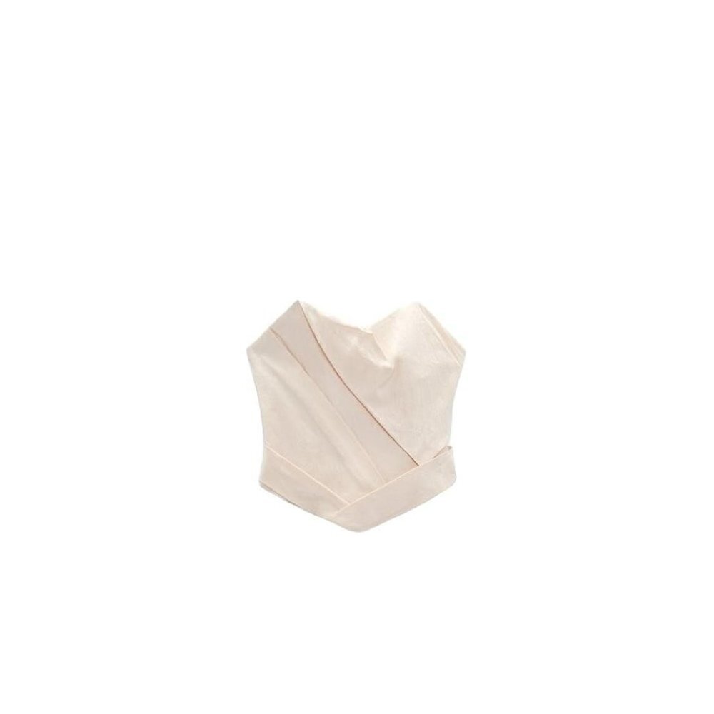 ZARA STRAPLESS RUCHED TOP ECRU SIZE L | 3225/371